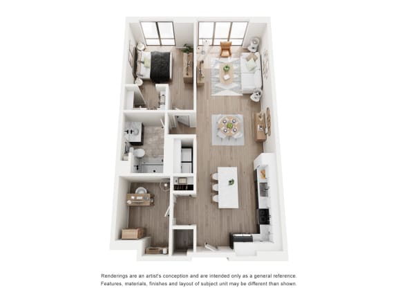 Floor Plan  A5 one bedroom 3D floor plan