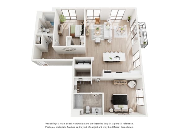 Floor Plan  a 3D unit plan of the B12 plan