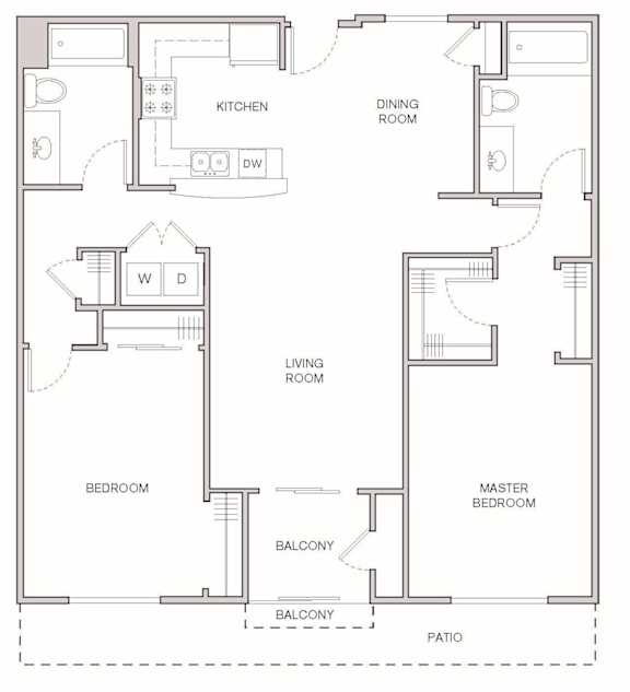 B1 Floor Plan at Oasis at Lake Encino Apartments, Encino