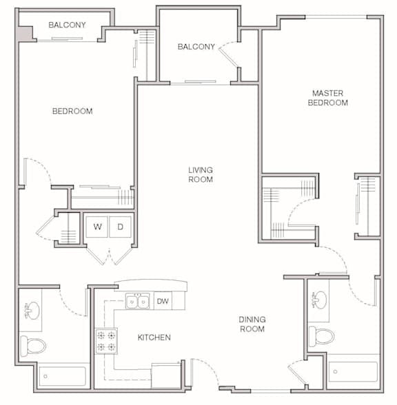 B2 Floor Plan at Oasis at Lake Encino Apartments, California