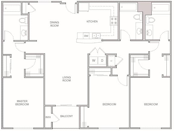C1 Floor Plan at Oasis at Lake Encino Apartments, Encino, California