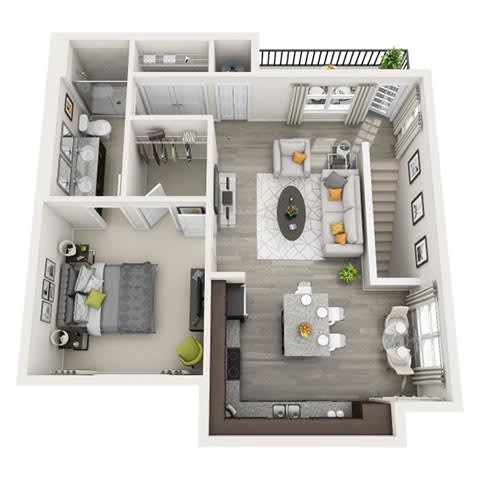 A2 825sqft floor plan at Pearce at Pavilion Luxury Apartments, Riverview, 33578