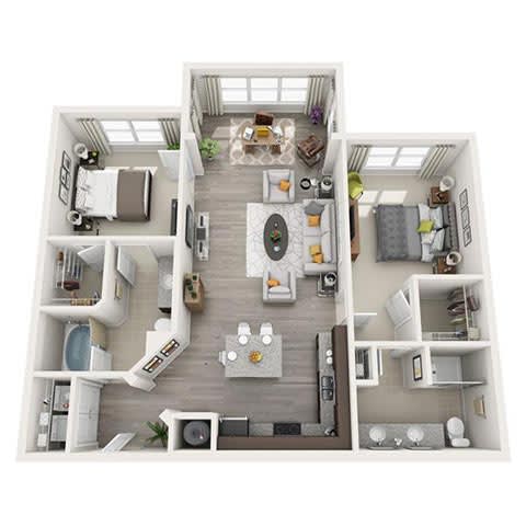 B4 1184sqft floor plan at Pearce at Pavilion Luxury Apartments, Riverview, FL, Florida, 33578