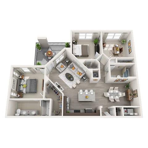 C2 1280sqft floor plan at Pearce at Pavilion Luxury Apartments, Florida, 33578
