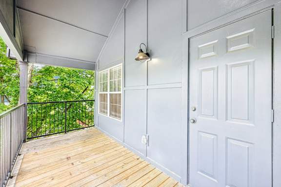 A spacious balcony with storage