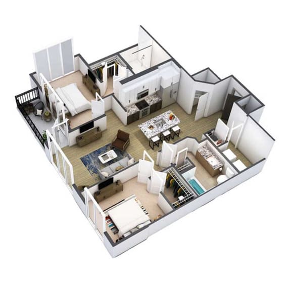 Moreland-B5 Two Bed Two Bath Floor Plan at 915 Glenwood, Atlanta, Georgia