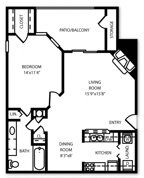 Arbor Mill  Spacious Floorplan 1 Bedrom 1 Bathroom