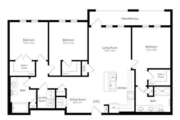The Douglas Floorplan | Heron Mill Apartments