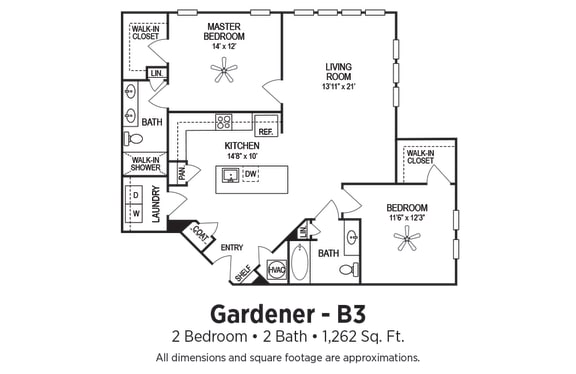 Gardener - B3 | 1,262 SQ FT | 2 Bed 2 Bath