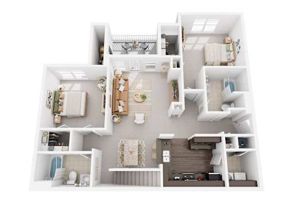 Stillwood Farms Apartments | 3D Churchill Floorplan