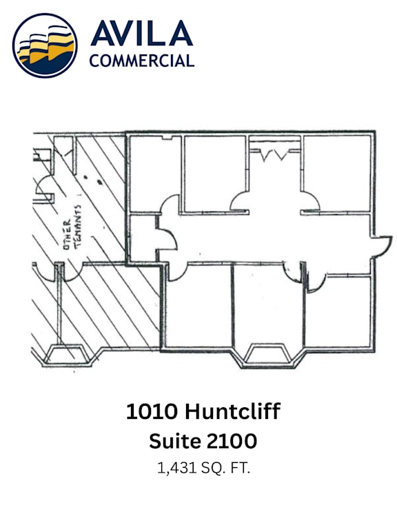 A floor plan for a suite at Avila Commercial.