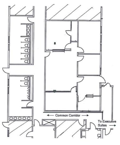 a floorplan image of an available office space with 1,675 square feet