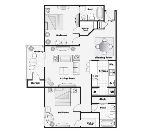 Wesley Trevento Apartments | The Timberline Floorplan
