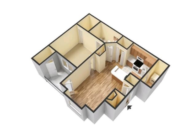 Wesley Place - 1A Hampton Floorplan - 1 Bedroom, 1 Bathroom