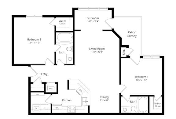 A black and white image of a floor plan for a house.