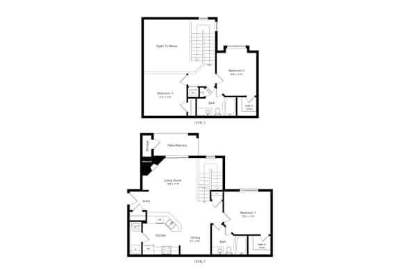A black and white image of two house plans.