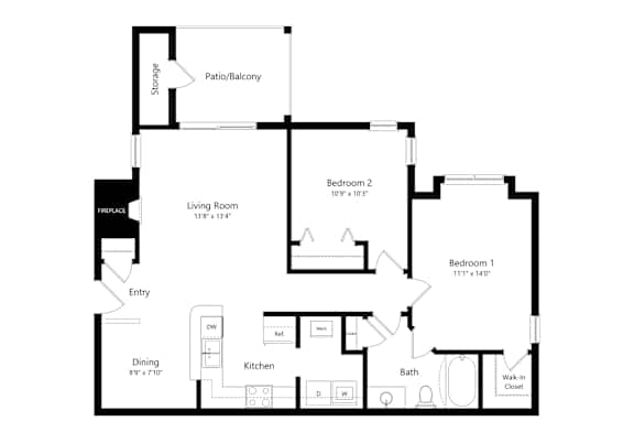 A black and white image of a house floor plan.