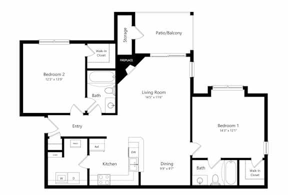 A black and white image of a floor plan for a house.