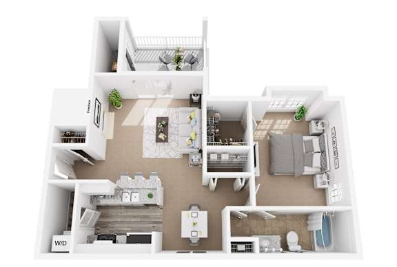 A floor plan of a house with a kitchen, living room, dining room, and bathrooms.