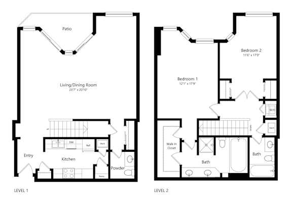 2D floor plans the first and second floor of the penthouse