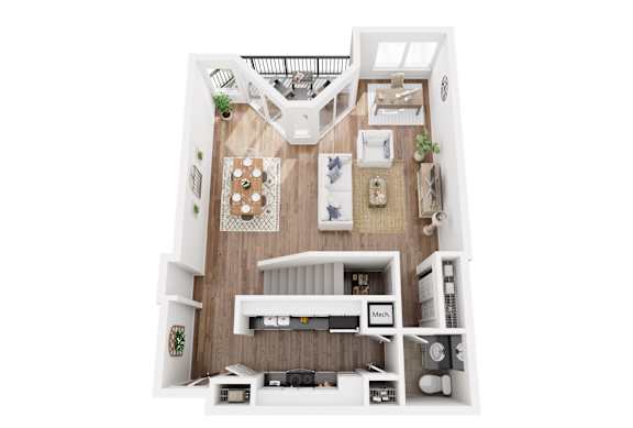 3D floor plan the first floor of the penthouse