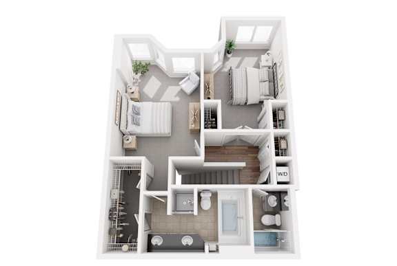 3D floor plan the second floor of the penthouse