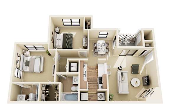 A 3D floor plan of the thornhill