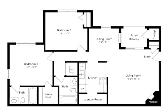 A 2D floor plan of the thornhill