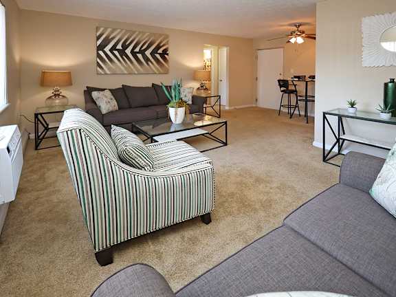 Model Living Area at Edgewater Landing Apartments in Cleveland OH