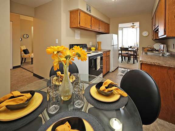 2 Bedroom 1 Bath Model Suite Kitchen at Harbor Crest Apartments in Euclid OH