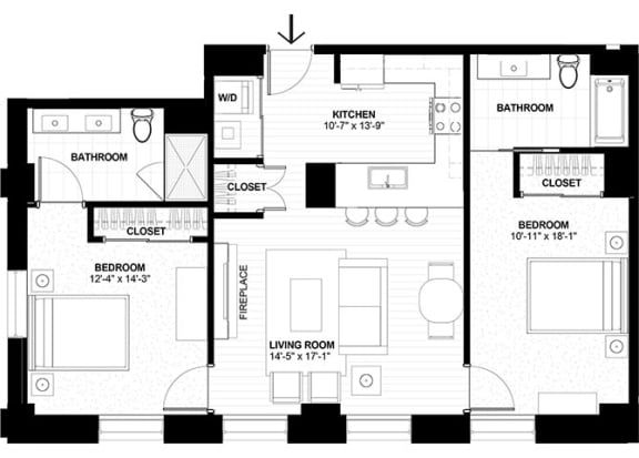 B2 Floor Plan at The Terminal Tower Residences Apartments, Ohio