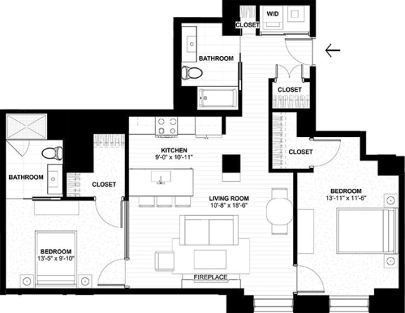 C2 Floor Plan at The Terminal Tower Residences Apartments, Cleveland, Ohio