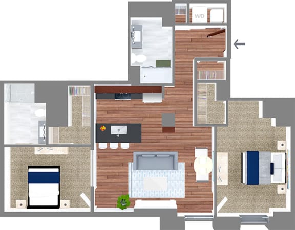 C2 Floor Plan at The Terminal Tower Residences Apartments, Cleveland, 44113