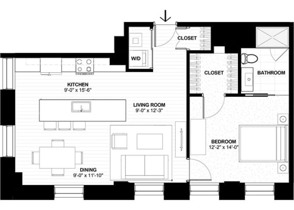 Suite Style F1 at The Terminal Tower Residences Apartments, Cleveland, OH, 44113