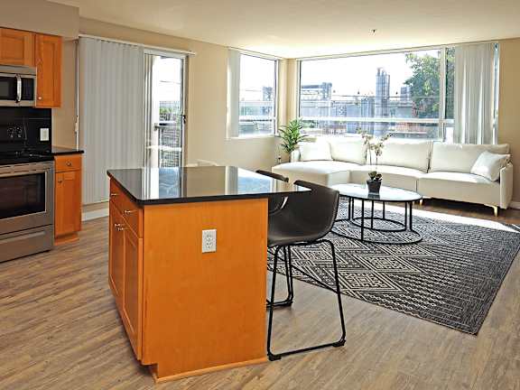 Private Balcony Off the Living Room_Stonebridge Waterfront in Flats District Cleveland OH
