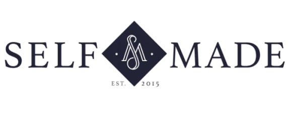 a black and white logo with the words self made