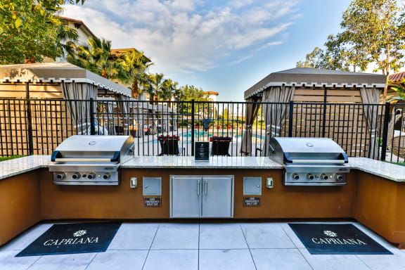 poolside bbq grills at Capriana at Chino Hills, California