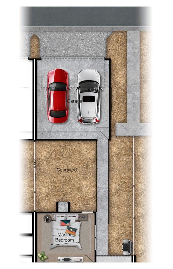 a floor plan of a town house with a car parked in the garage at Mihir Taylor, Taylor, 76574