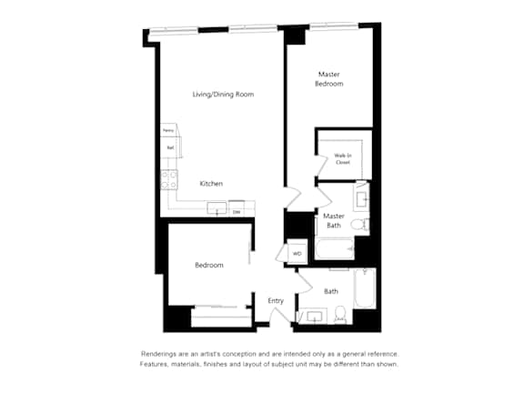 A black and white drawing of a house layout.