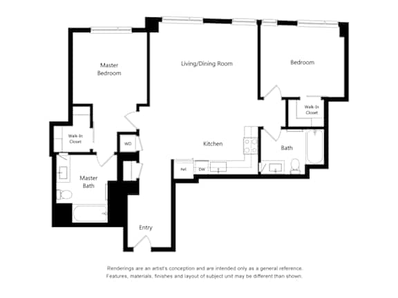 A black and white floor plan of a house with labeled rooms.