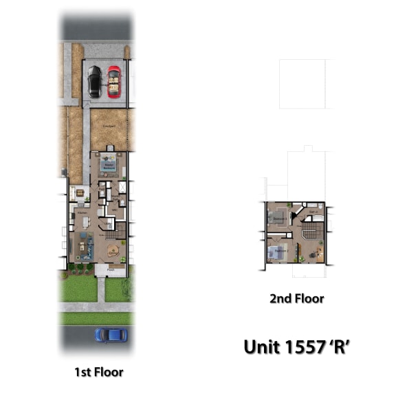 C2 floor plan three bedroom two and half bath floor plan