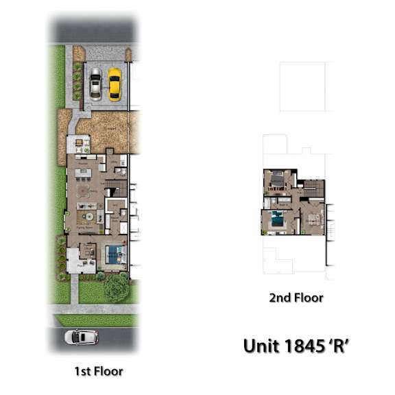 A floor plan of a building with a first and second floor.