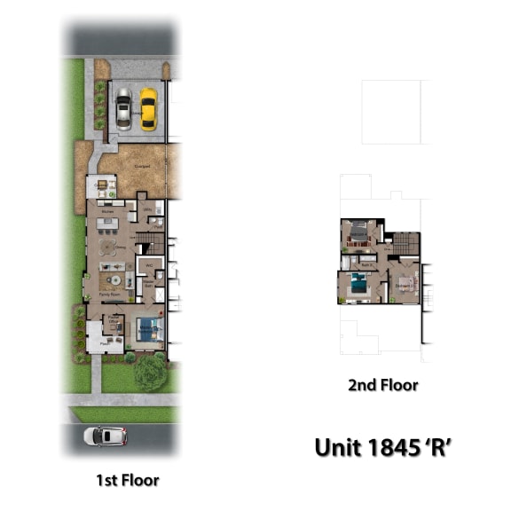 D2 four bedroom floor plan with two and half bathrooms