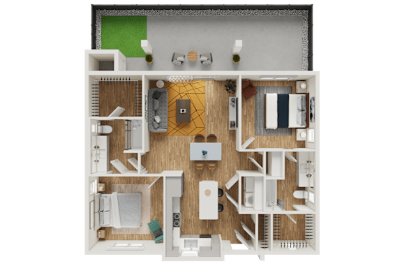 Floor Plan  2 Bedroom Floor Plan at Estia Roseville, Roseville California