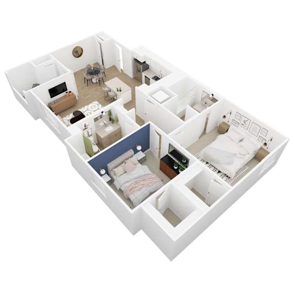 Brook Floor Plan Image - 2 Bed 2 Bath - 1016 sqft