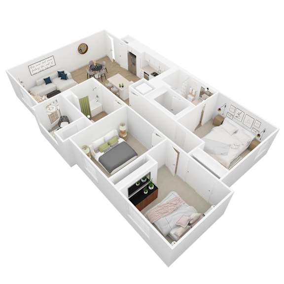 Delta Floor Plan Image - 3 Bed 2 Bath - 1187 sqft
