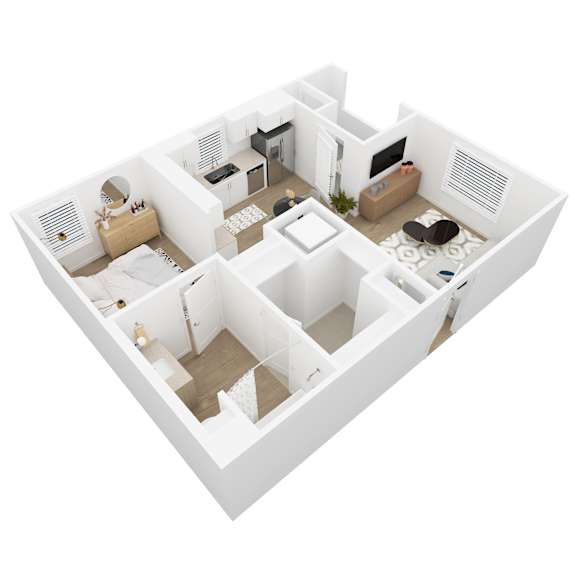 Pebbles Floor Plan Image - Studio 1 Bath - 562 sqft
