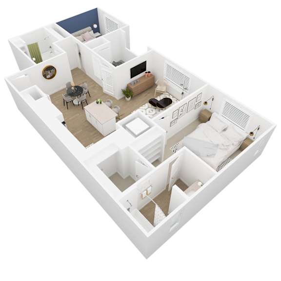 Shores Floor Plan Image - 2 Bed 2 Bath - 976 sqft