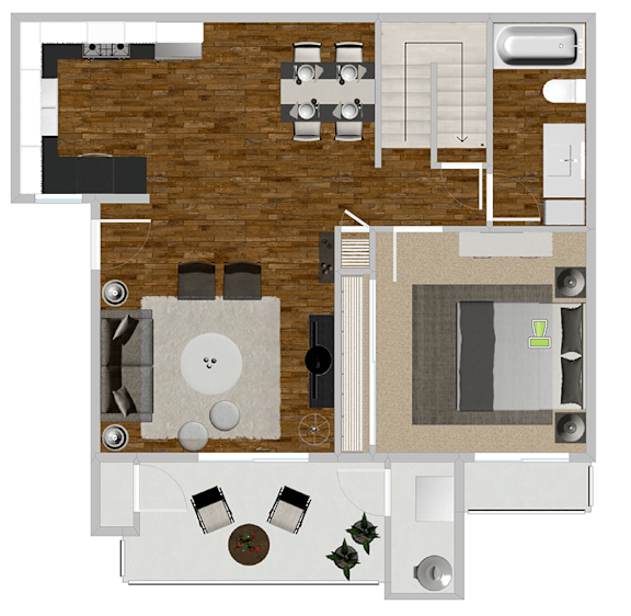 2 Bedroom Floor Plan at Solterra At Civic Center, Norwalk, CA 90650-8308