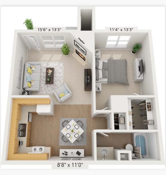 A diagram shows three different layouts for a small room with dimensions provided for each.